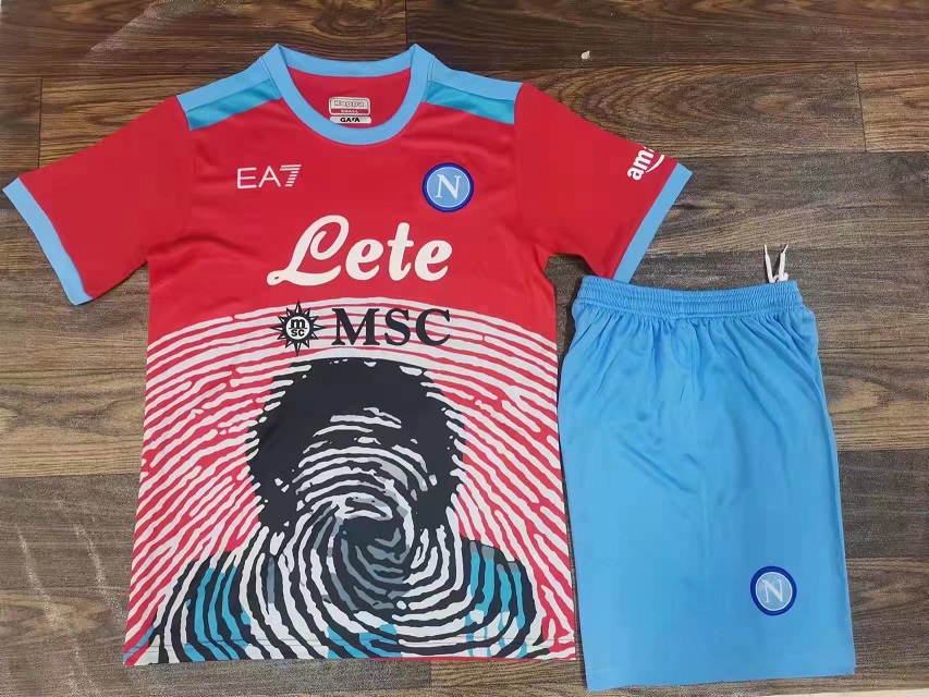 Kids-Napoli 21/22 Special Red Soccer Jersey